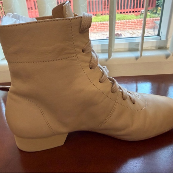 Beige Lace-Up Ankle Booties for Women